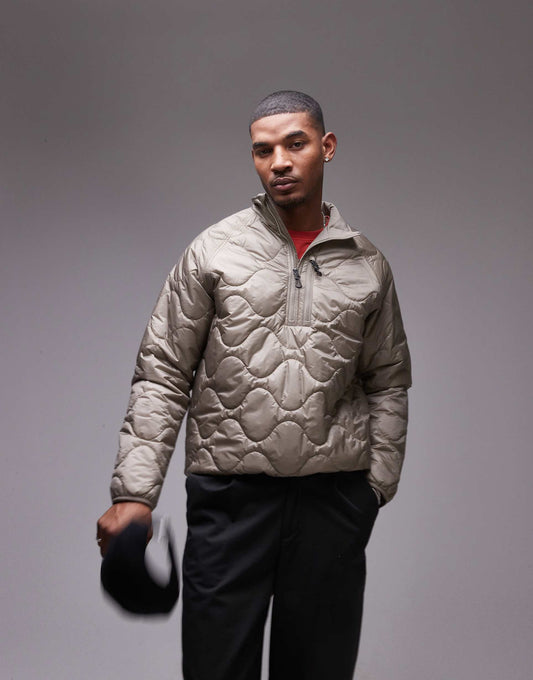 Runner Quilted Padded Jacket With 1/2 Zip Neck And Front Pocket