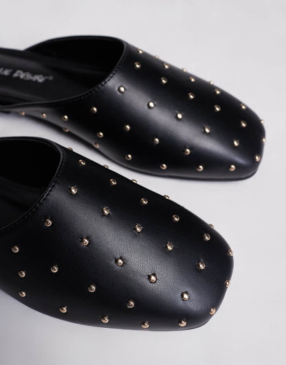 Wide Fit Camille Studded Flat Mules