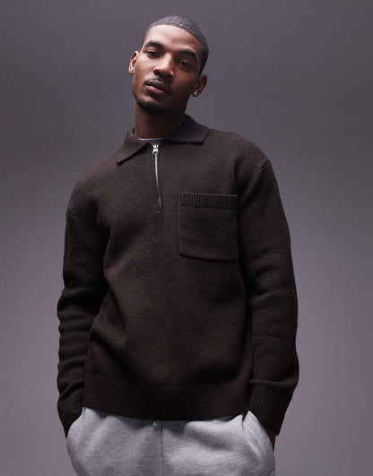 Half Zip Oversized Wool Jumper