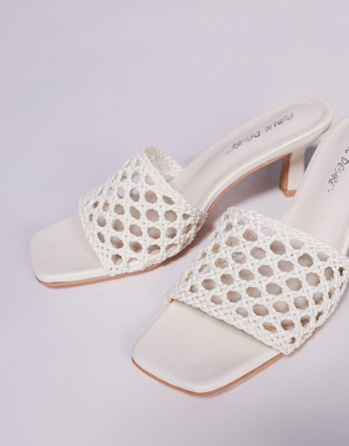 Wide Fit Maribelle Woven Kitten Heel Mule Sandals