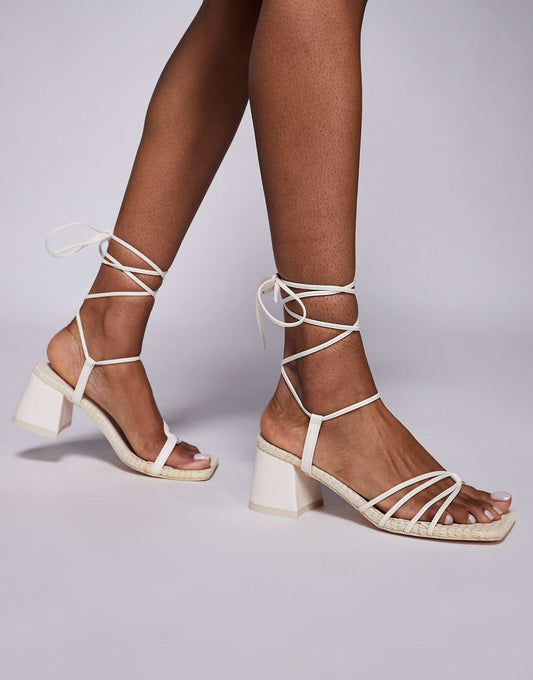 Wide Fit Saffira Mid Heeled Sandal With Ankle Ties