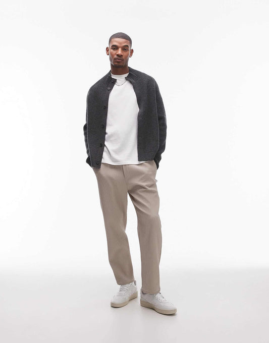 Wool Knitted Cardigan With Funnel Neck