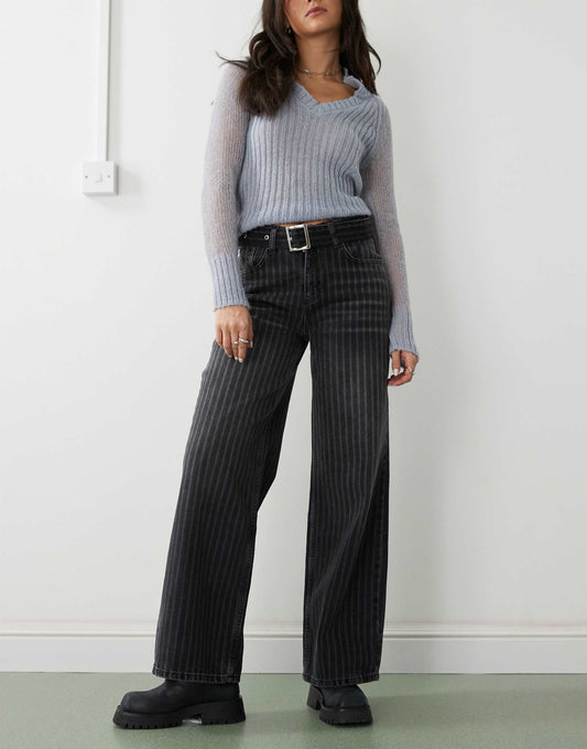 Laser Pinstripe Release Jean With Belt