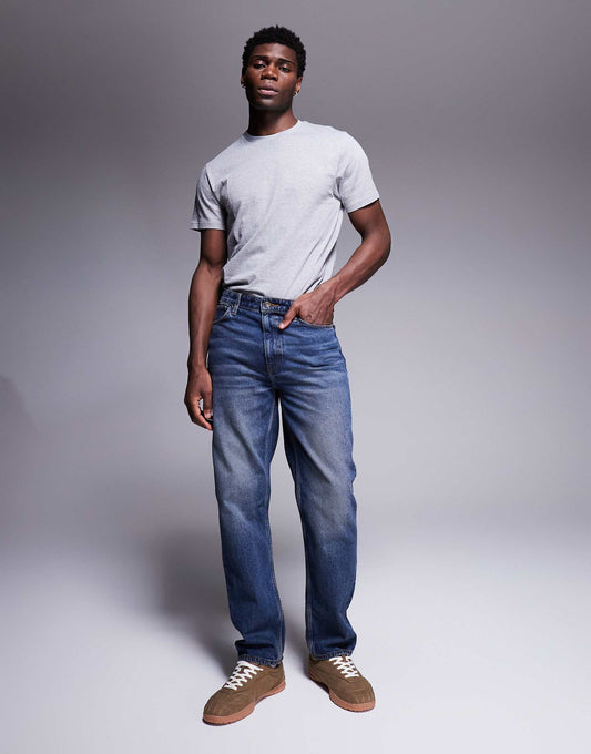 Straight Leg Jeans With Vintage Tint