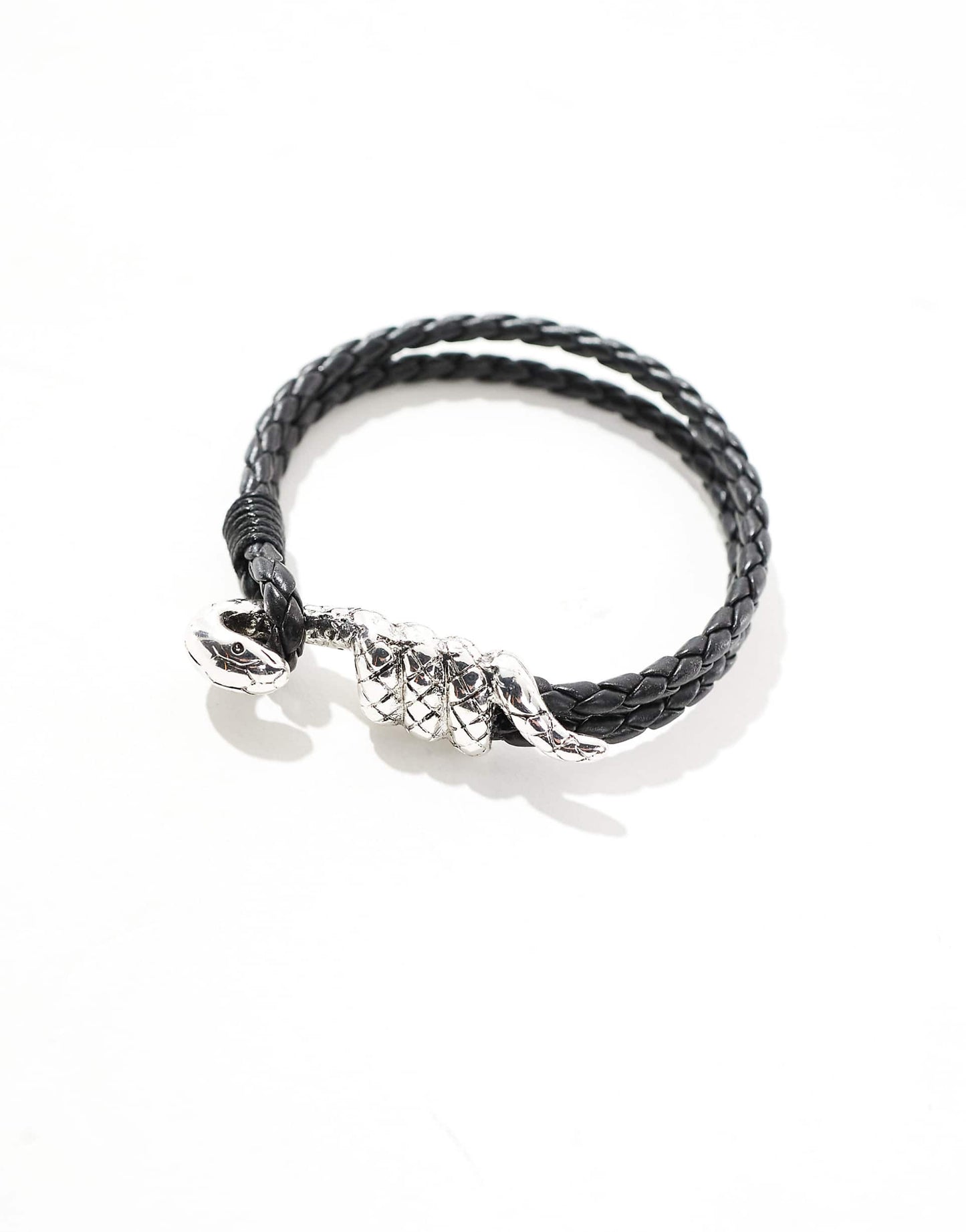 Faux Leather Cord Bracelet With Snake Clasp