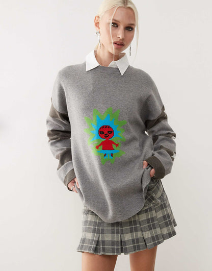 Knit Jumper With Intarsia Artwork