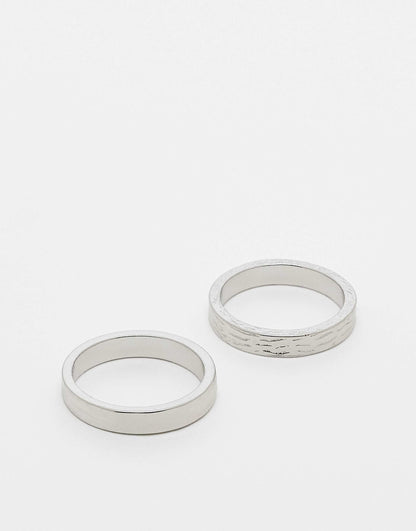 2 Pack Band Ring Set With Texture