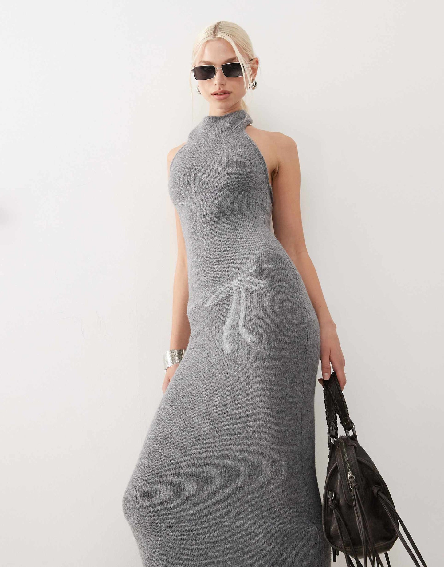 High Halter Neck Sleeveless Maxi Dress