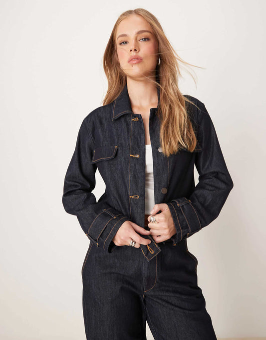 Cropped Denim Jacket Co-Ord