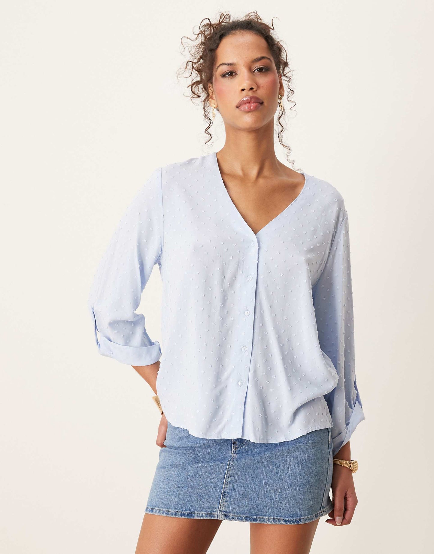 Loose Fit Blouse With Textured Details
