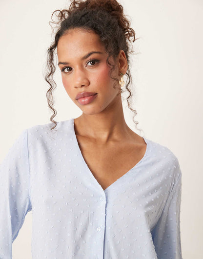 Loose Fit Blouse With Textured Details