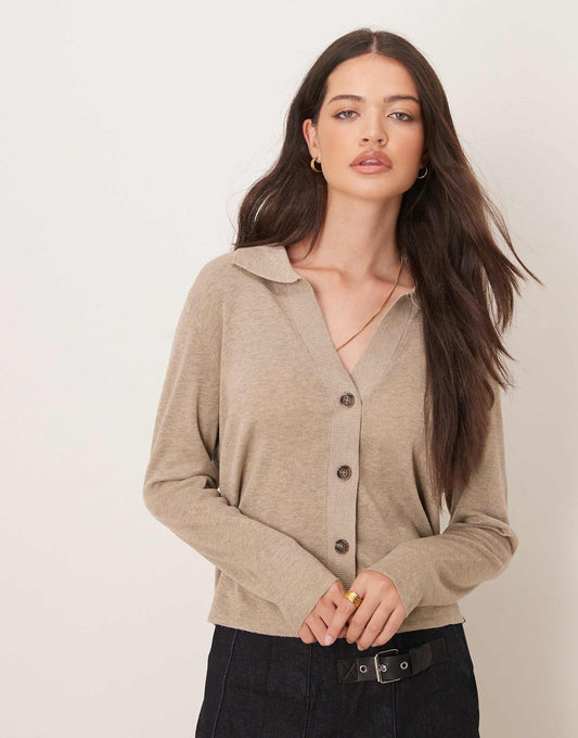 V-Neck Collar Cardigan