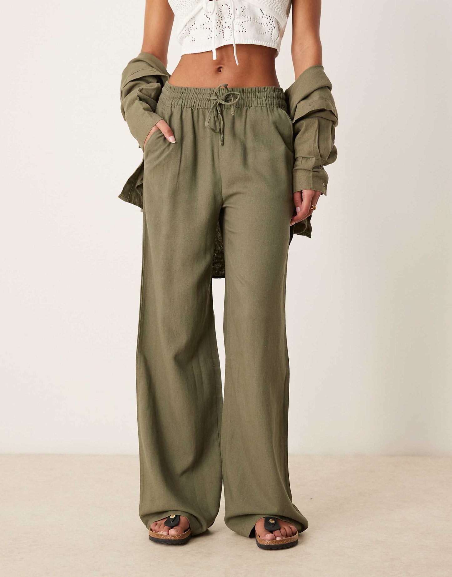 Wide Leg Linen Blend Trouser Co-Ord