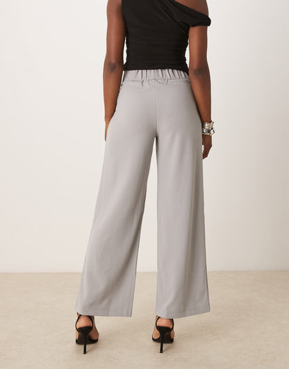 Button Detail Wide Leg Dad Trousers