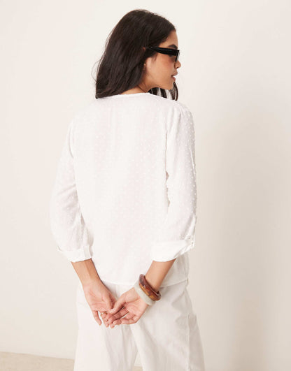 Loose Fit Blouse With Textured Details
