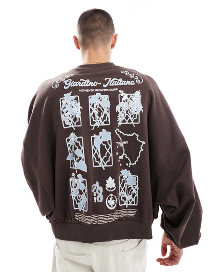 Extreme Oversized Sweatshirt With Floral Back Print