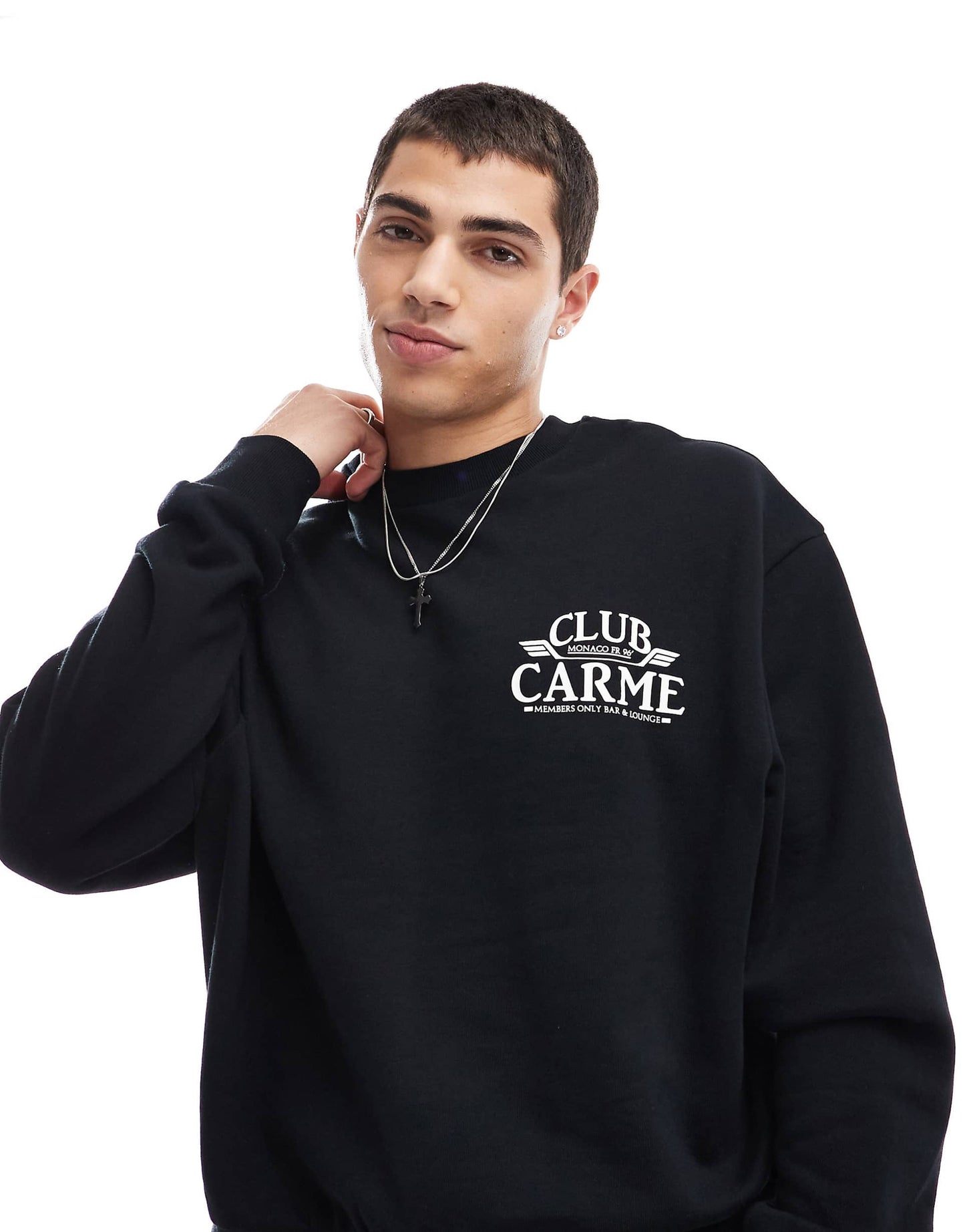 Boxy Oversized Sweatshirt With Chest Print