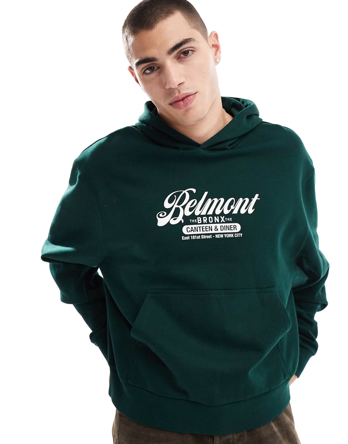 Oversized Boxy Hoodie With Belmount Print