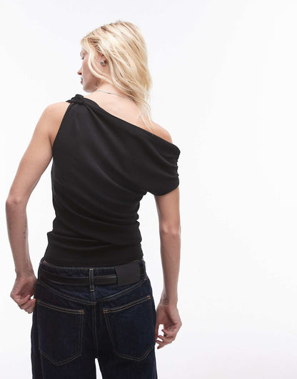 Asymmetric Knot Shoulder Top