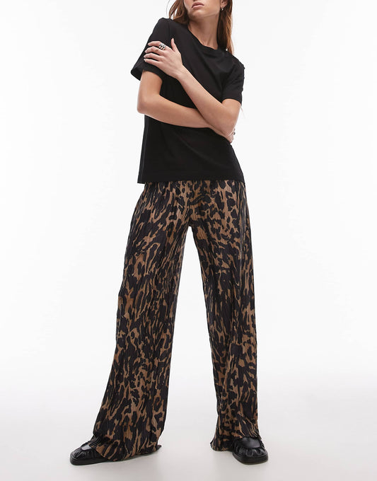 Smudge Leopard Plisse Trouser