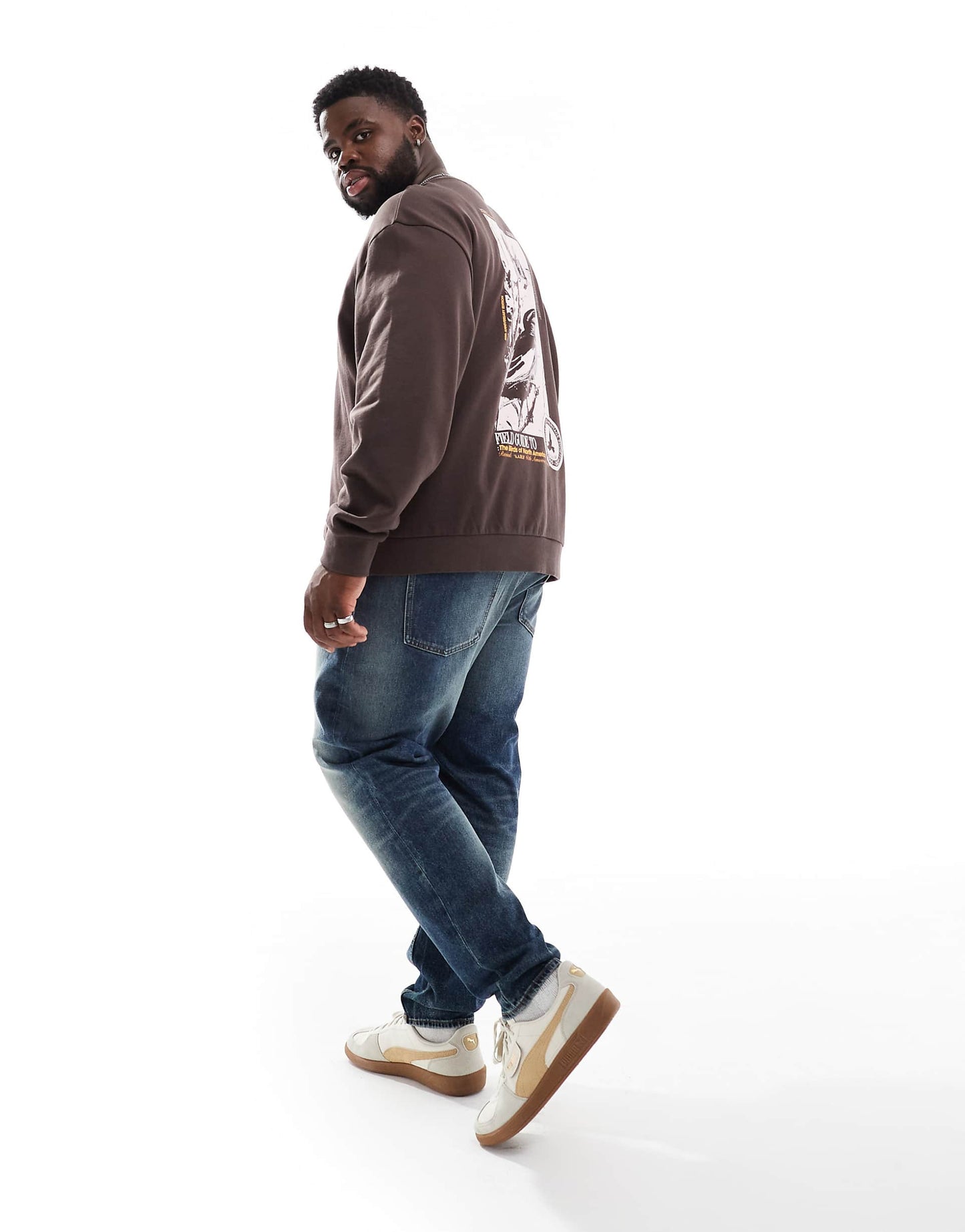 Oversized Sweatshirt With Photographic Back Bird Print