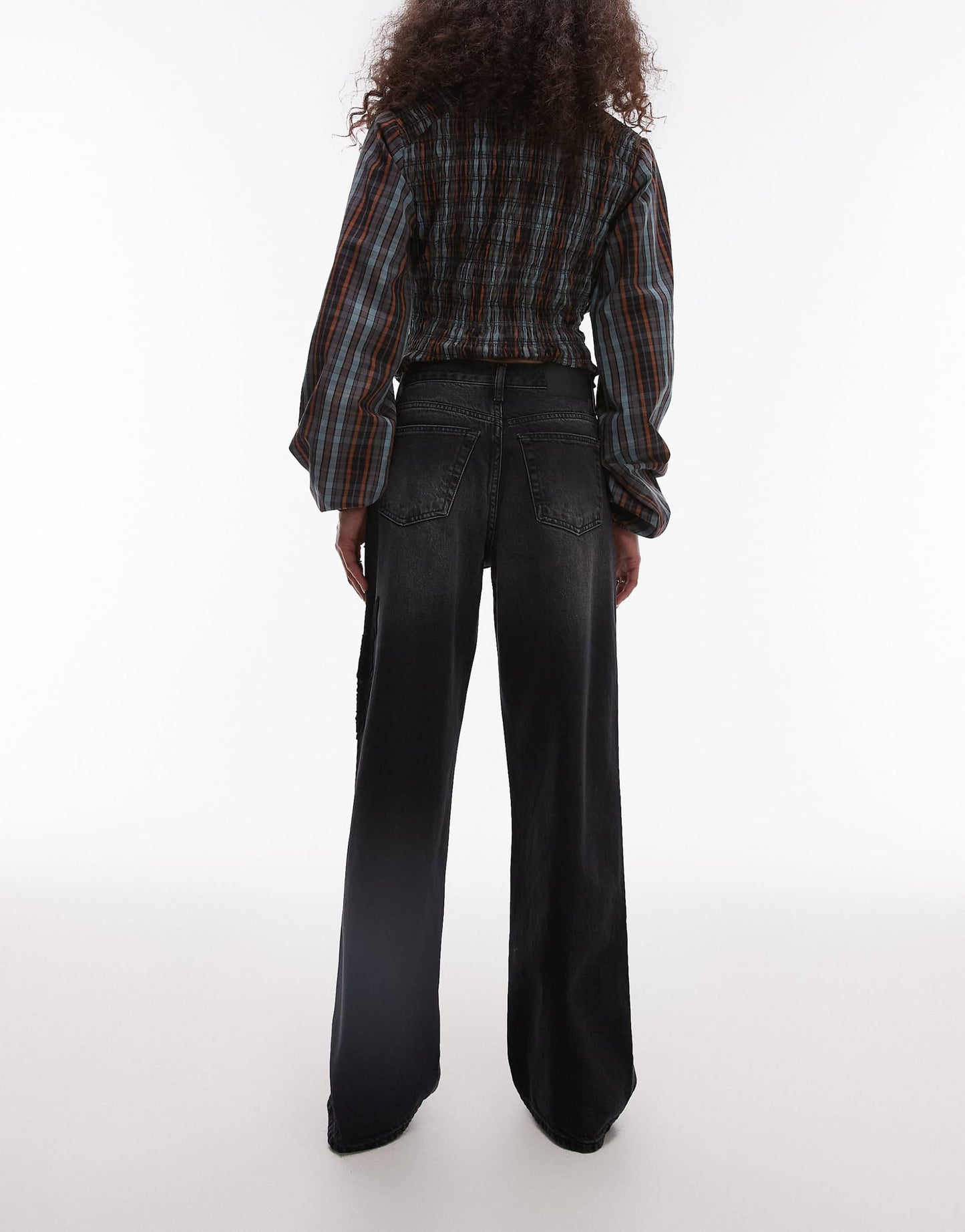 Mid Rise Loose Fit Straight Jean With Lace Detail