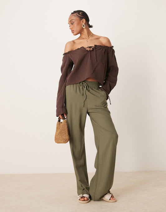 Tall Wide Leg Linen Trouser