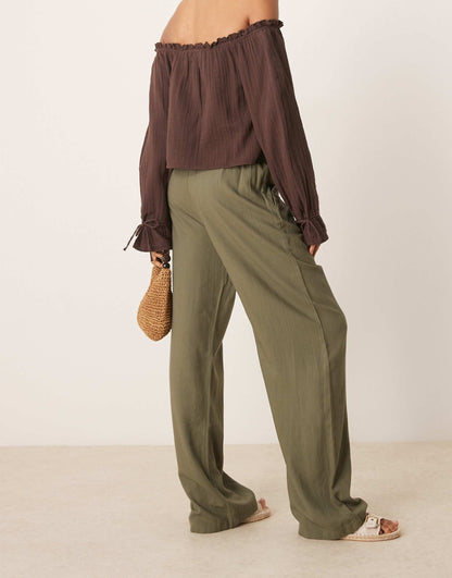 Tall Wide Leg Linen Trouser