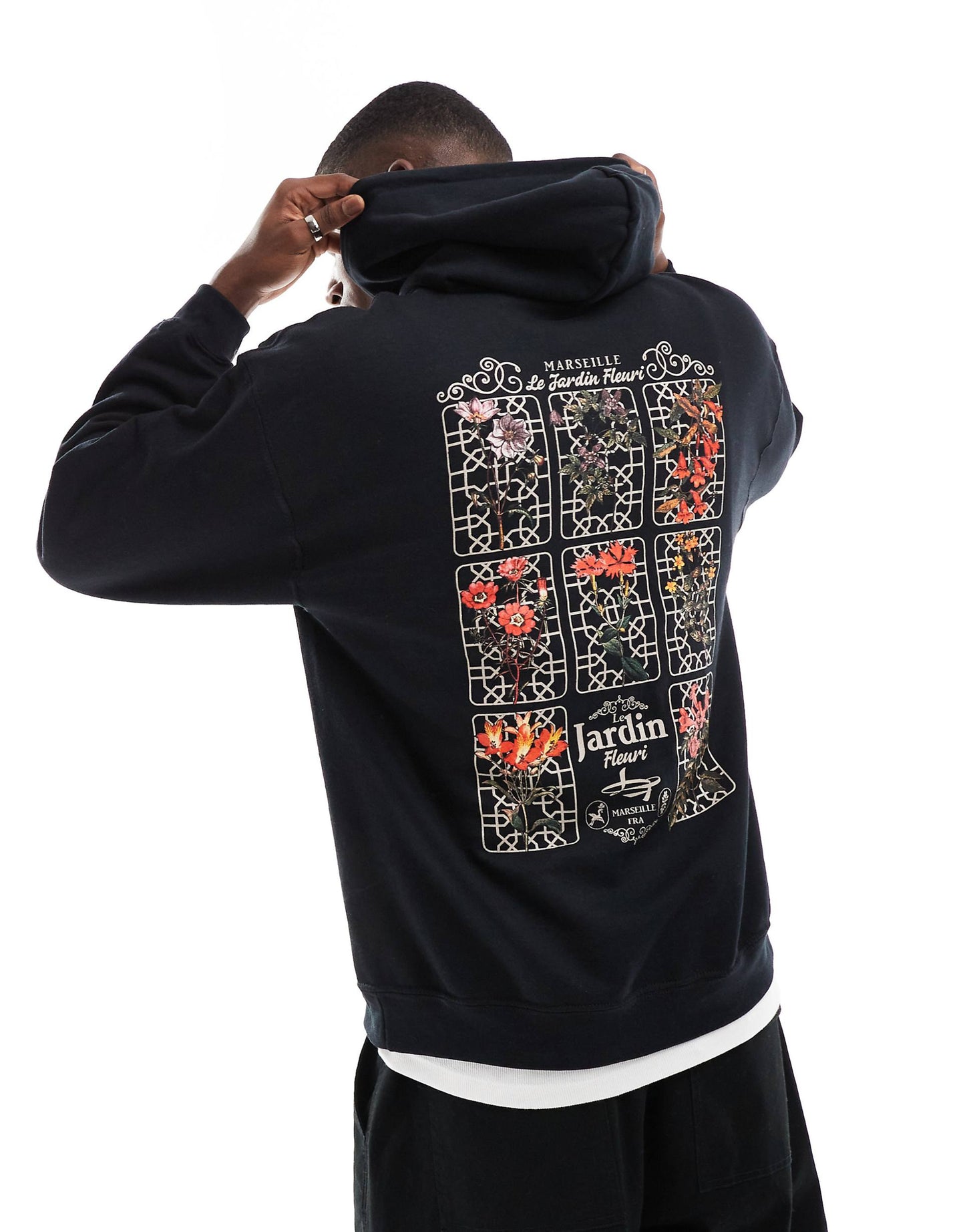 Oversized Hoodie With Flower Print