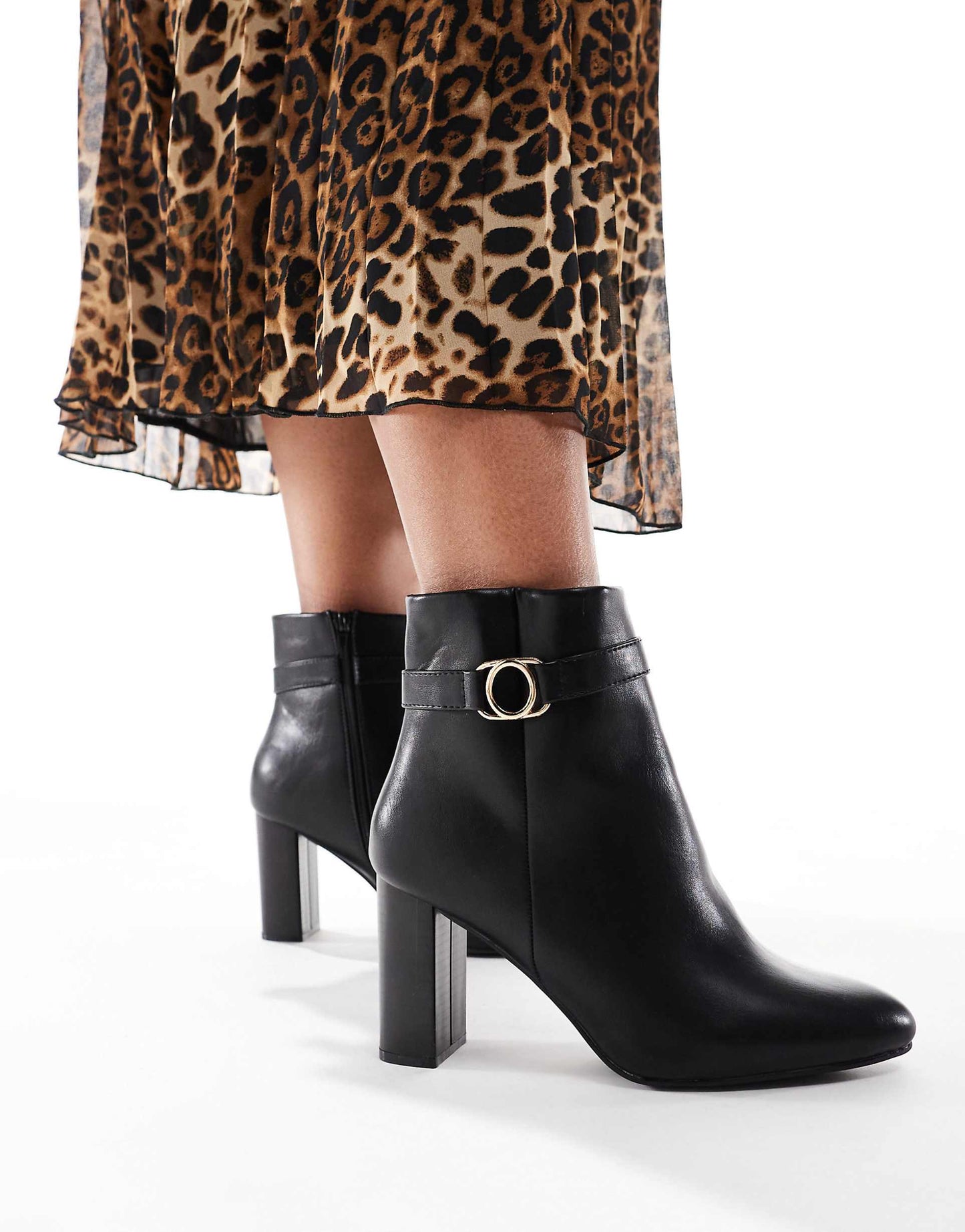 Strap Detail Block Ankle Boots