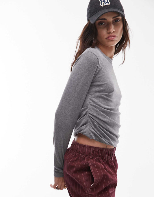 Hitched Side Long Sleeve Top