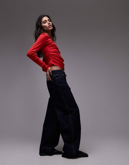 Hitched Side Long Sleeve Top