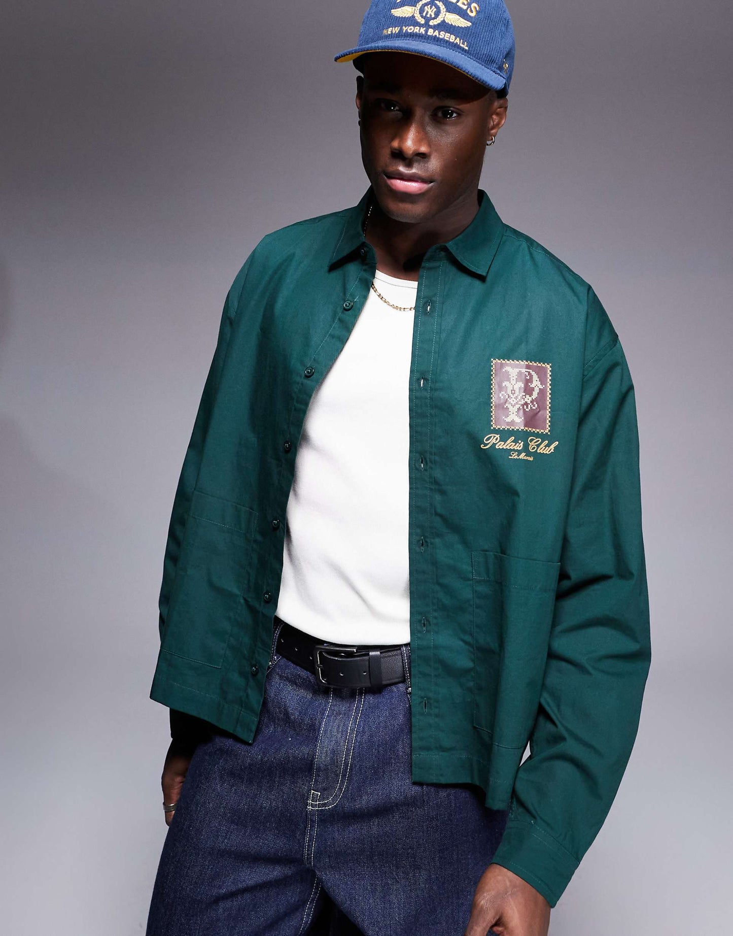 Boxy Oversized Shirt With Chest Placement Print