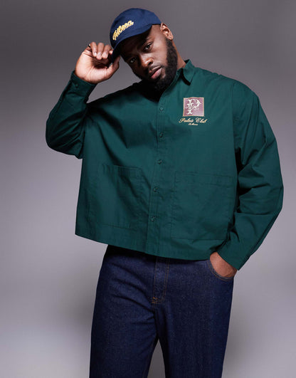 Boxy Oversized Shirt With Chest Placement Print