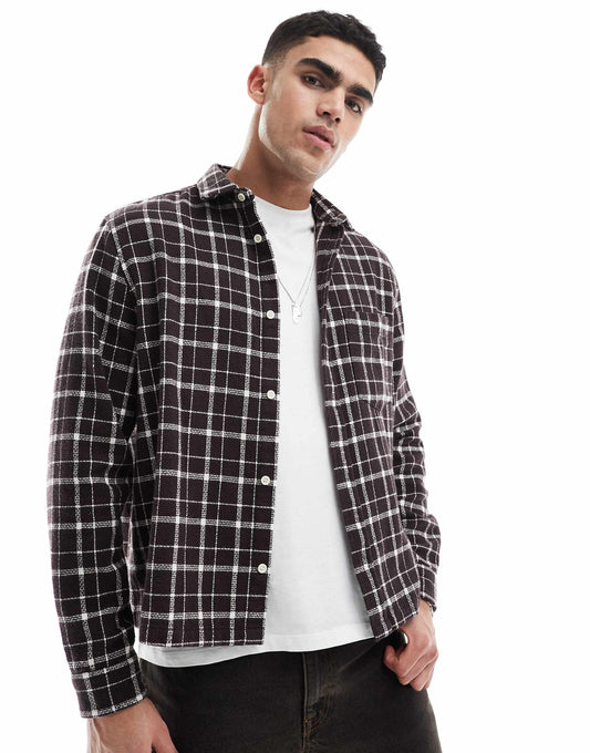 Boxy Relaxed Shirt With Window Pane Check