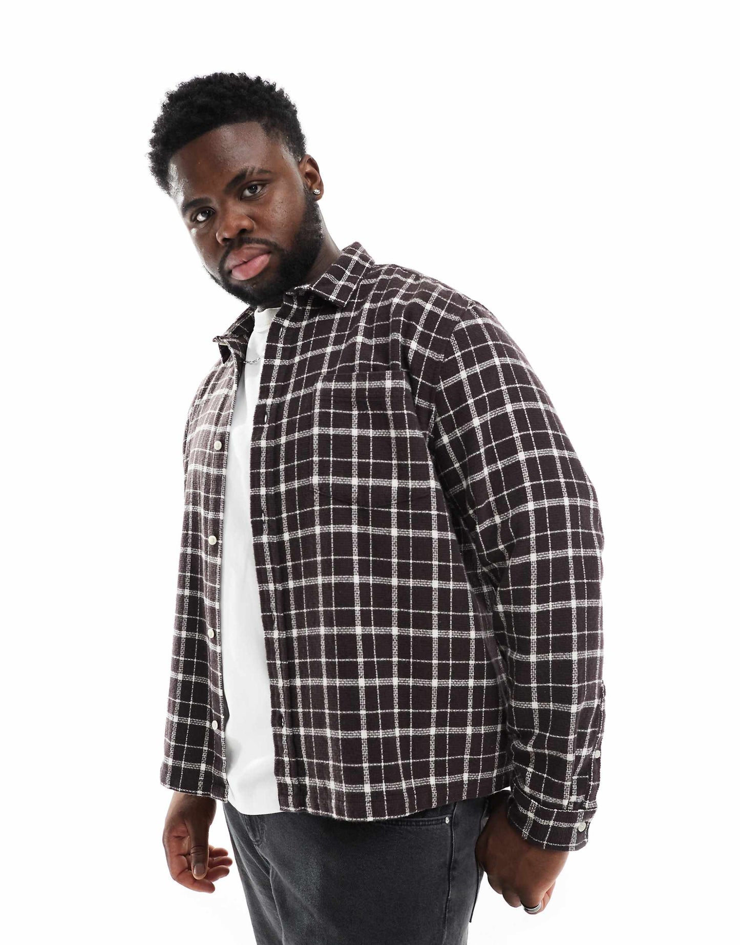 Boxy Relaxed Shirt With Window Pane Check