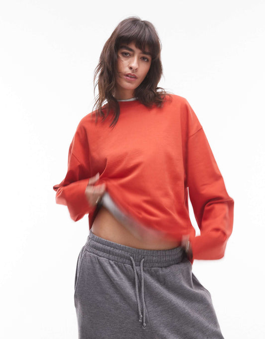 Premium Seam Detail Long Sleeve Skater Tee