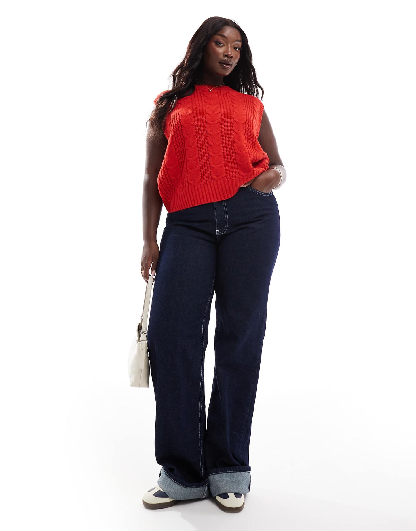 Cropped Cable Knit Vest
