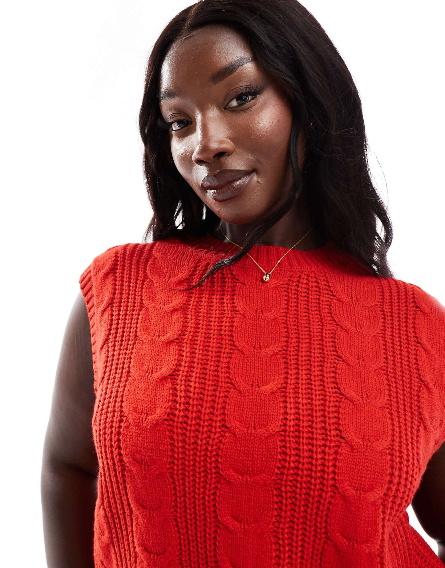 Cropped Cable Knit Vest