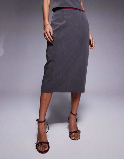 Exclusive Contrast Trim Maxi Skirt Co-Ord