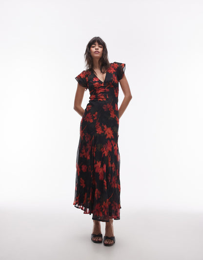 Occasion Lace Up Back Maxi Dress
