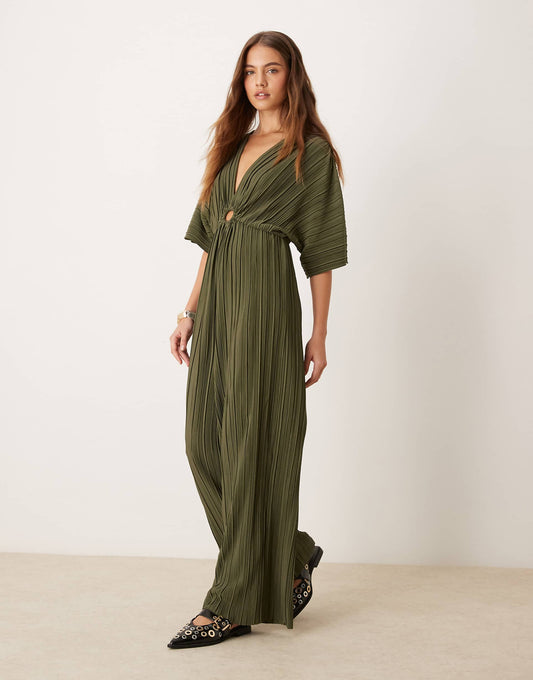Plisse Wide Leg Jumpsuit