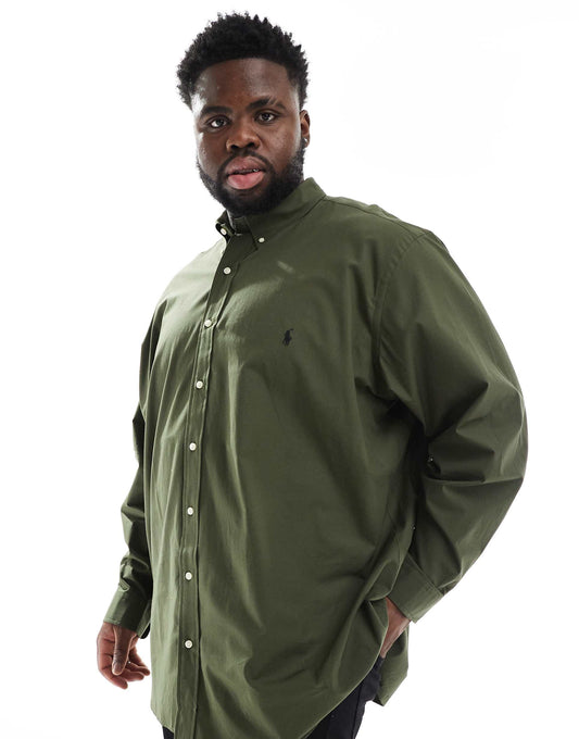 Big & Tall Icon Logo Stretch Poplin Shirt