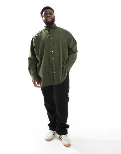 Big & Tall Icon Logo Stretch Poplin Shirt