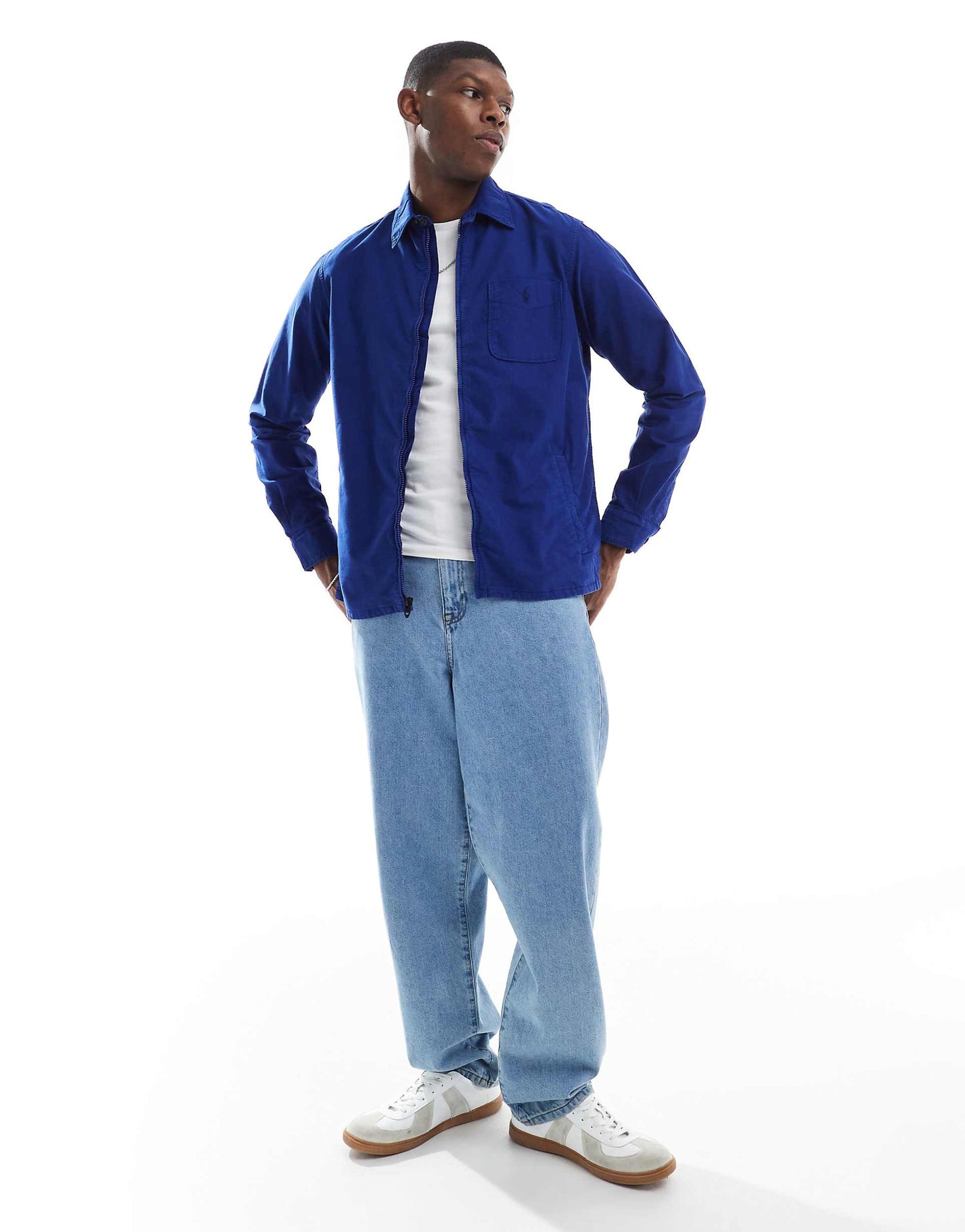 Icon Logo Pocket Zip Front Garment Dyed Oxford Over Shirt
