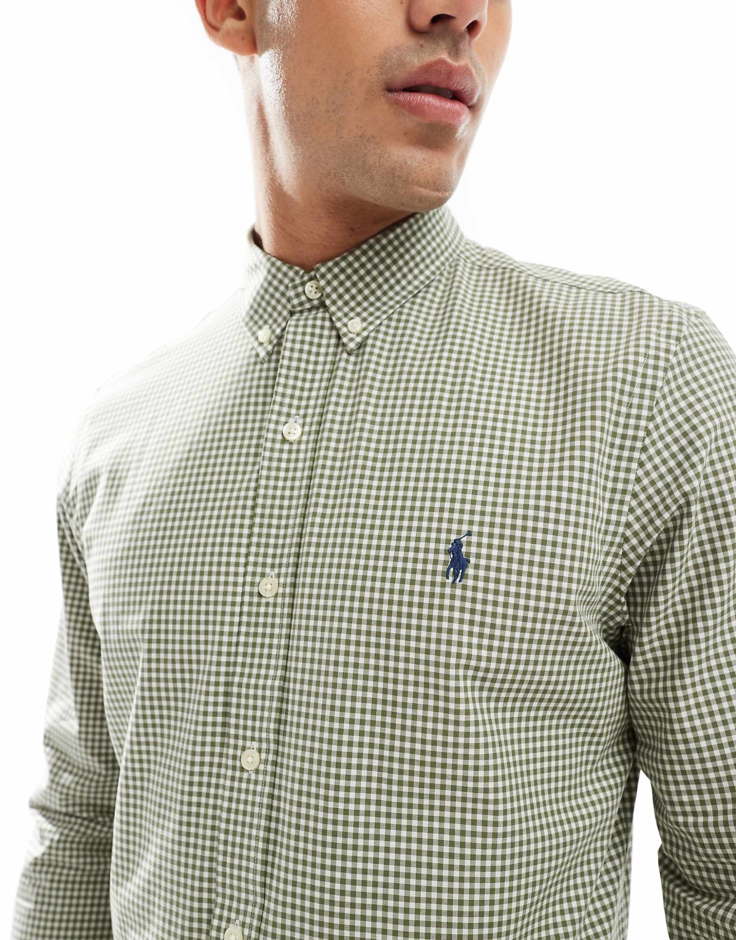 Icon Logo Slim Fit Gingham Check Stretch Poplin Shirt