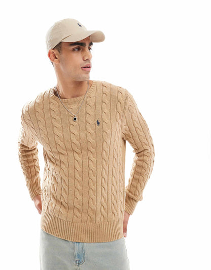 Driver Icon Logo Roving Cotton Cable Knit Jumper