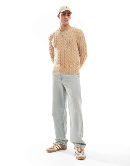 Driver Icon Logo Roving Cotton Cable Knit Jumper