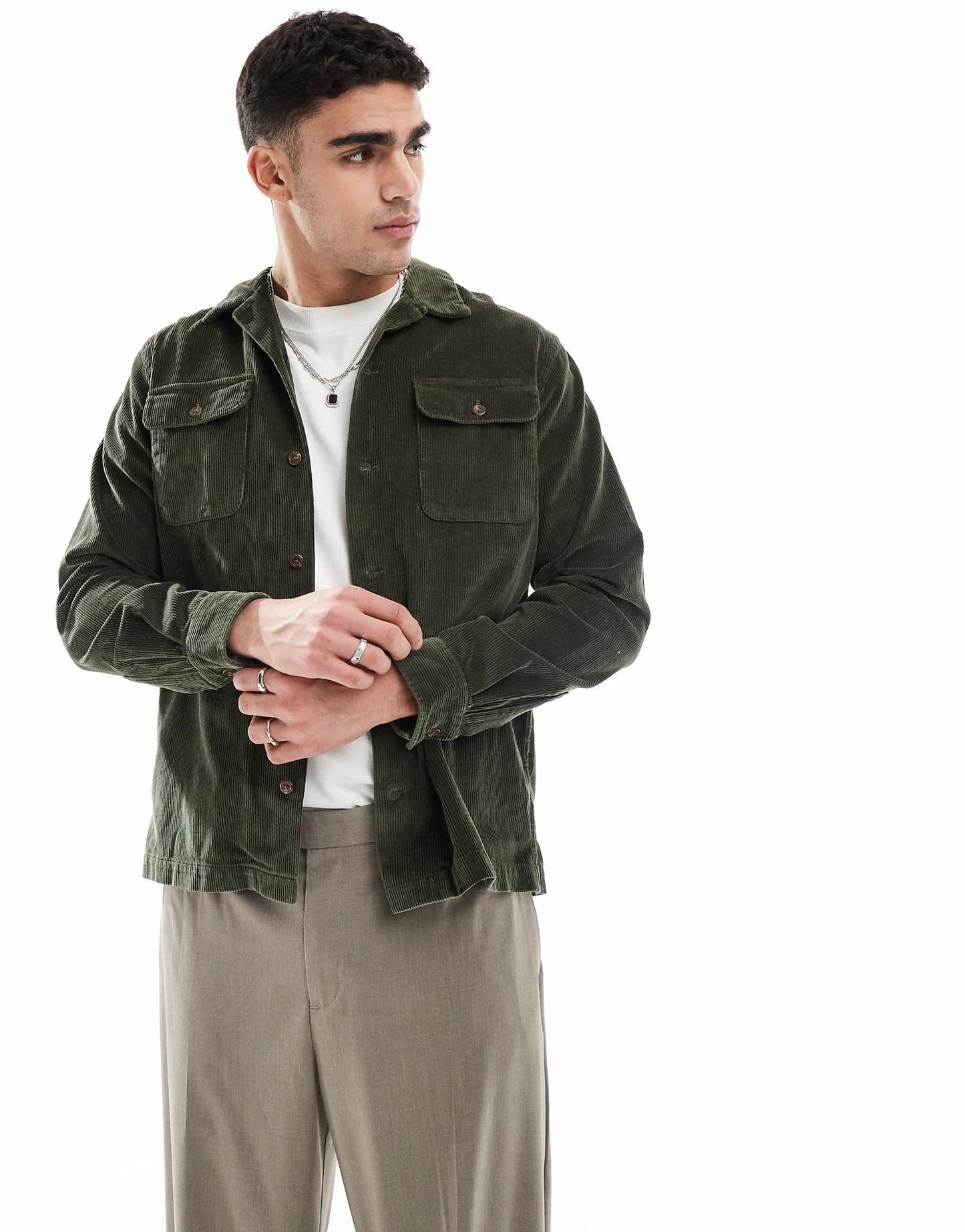 2 Pocket Wide Wale Cord Over Shirt Classic Oversized Fit