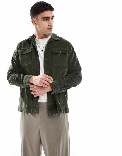 2 Pocket Wide Wale Cord Over Shirt Classic Oversized Fit